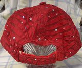 Red Ribbon And Sequined Ball Cap