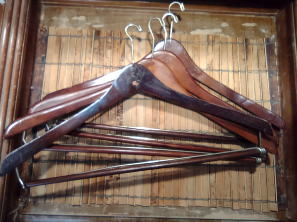 Set of 4 Wooden Suit Hangers with Small Hanger Hook