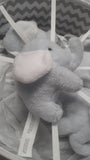 Elephant Crib Toy Mobile - Grey Striped - 4 Elephants