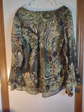 Size 16W Dana Kay Green Flower Blouse (#200)