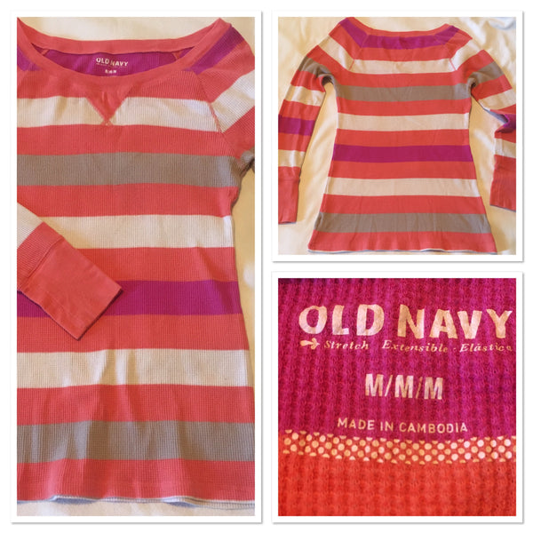 #088 Sz M Striped Shirt - Old Navy