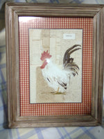 Set of 2 Framed  Gingham Rooster Prints by Isabelle De Borchgrave