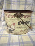 Farm Fresh Egg Decor Metal Bucket With Handle
