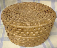 Vintage Straw Woven Coasters In Matching Basket Holder