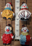 Set of 4 Vintage 3" Unmarked Porcelain Clown Figurines