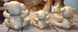 Set of 3 Unmarked Matching Grey Bowtie Vintage Porcelain Bear Figurines