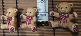 Set of 3 Matching Unmarked Porcelain Bear Figurines With Brown & White Dots Bowties