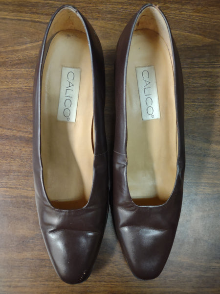 Sz 9M Brown Calico Heels