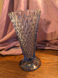 Blue Diamond Cut Style Glass Vase