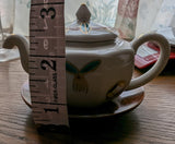 Small Ceramic Teapot With Wood Base