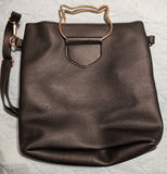 4 pc set - Cat Handle Black Purse / Bag with 3 smaller bags