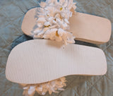 White Flower Pool Slides - Shoes - Slide Ons