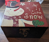 Wooden Snowman Box with Latch