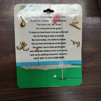 Vintage Golfer's Dream Card w/ 4 of 5 Golfing Hat/Lapel Pins