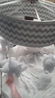 Elephant Crib Toy Mobile - Grey Striped - 4 Elephants