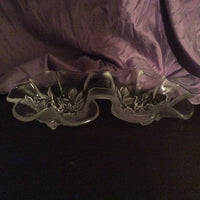 Glass Double Bowl ~ Flowers
