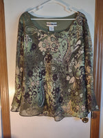 #200 Size 16W Dana Kay Green Flower Blouse