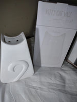 White Kitty Cat Vase - New In Box