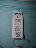 Sz L Blue Cat Lady Box Short Sleeve Shirt - New With Tag