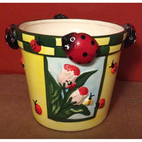 Ladybug Flowerpot Holder ~ Ceramic ~ Upcycled