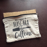 Mascara & Caffeine Zipper Pouch Bag