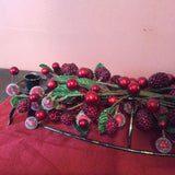 Metal Double Candlestick Holder Centerpiece ~ Berries
