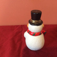 Small Snowman Ceramic Figurine ~ Top Hat ~ Wreath ~ Scarf