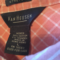 #089 Sz L Striped Button Up Blouse - VanHeusen
