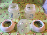 #217 Set of 2 Philips Avent 4oz/ 120ml Baby Bottles - 2 Rings - 1 Lid